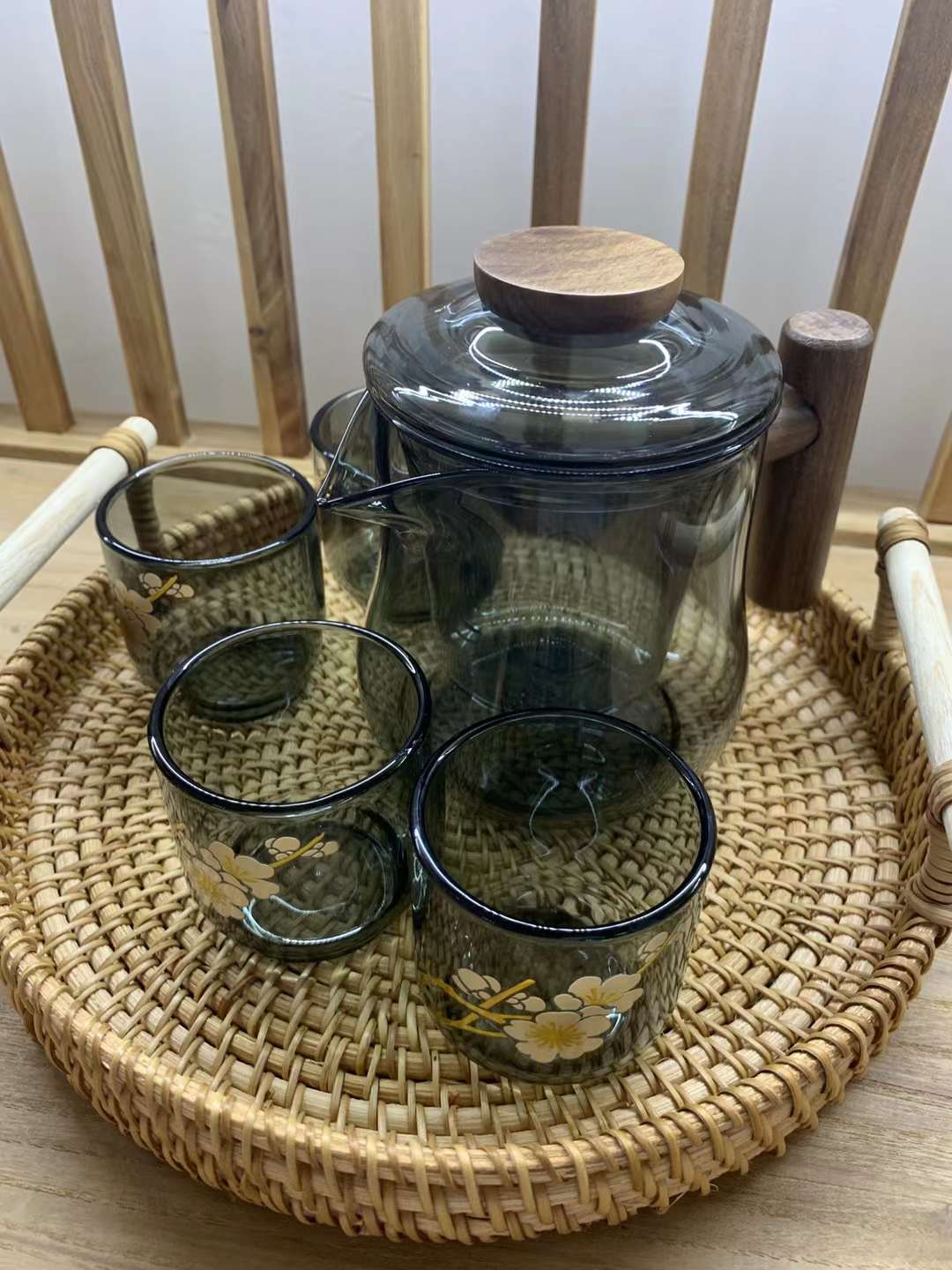 高级灰料雨露套组泡茶杯家用茶道个人专用高档茶具办公室玻璃水杯