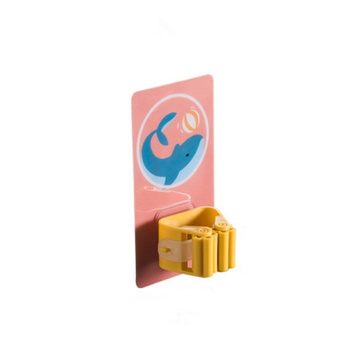 Cartoon mop holder without punching mop clip mop hook Seamless bathroom wall-mounted mop broom card holder