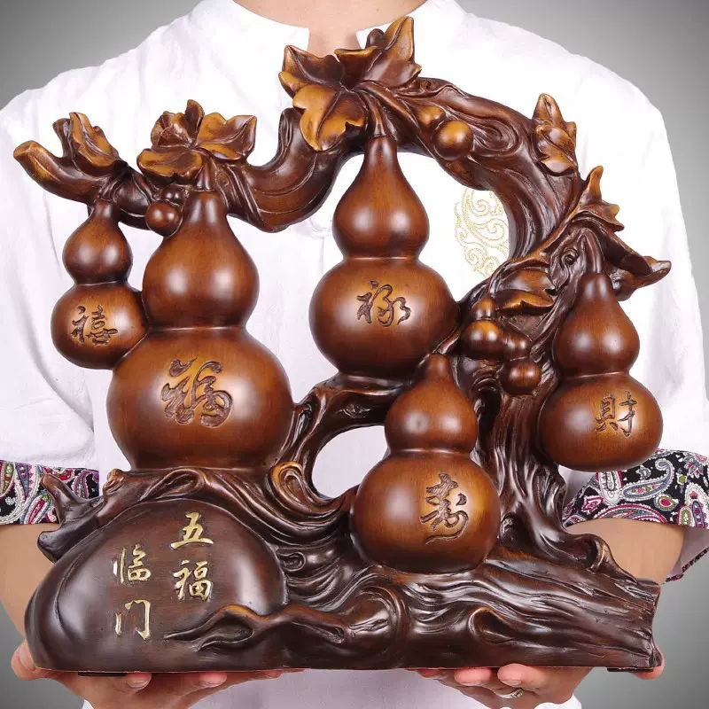 五福临门旺宅福禄葫芦摆件招财纳福办公室酒柜电视柜玄关饰品摆件