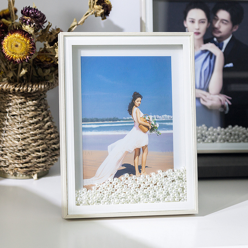 European Style Pearl Simple Wedding Kidsren's Photo Special Scandinavian Accessible Luxury Wooden Square Glass Photo Frame Table Handmade European Style Pearl Simple Wedding Kidsren's Photo Special Scandinavian Accessible Luxury Wooden Square Glass Photo Frame Table Handmade