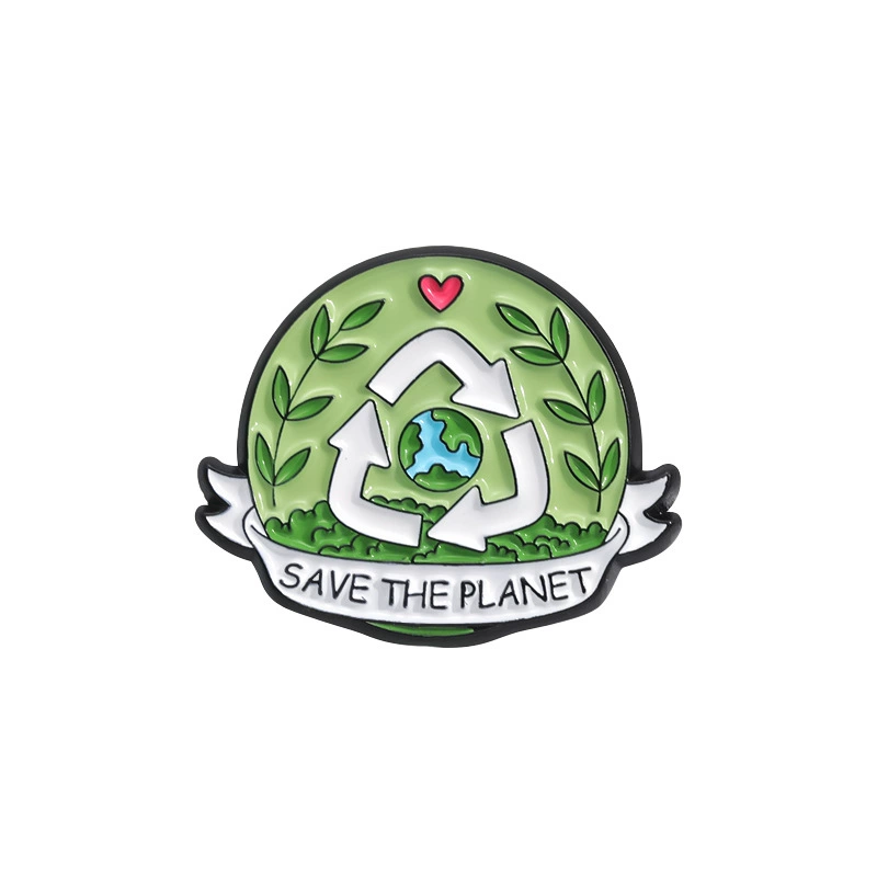 Экологичные эмалевые булавки-подвески, медали Earth-Love, зелёные экологические значки круглые, assorted designs