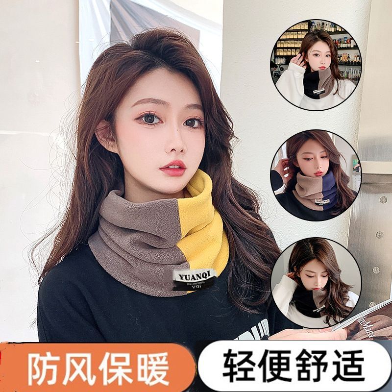 冬季双层加厚保暖奥利绒脖套时尚简约男女双拼色套头围脖户外骑行|undefined