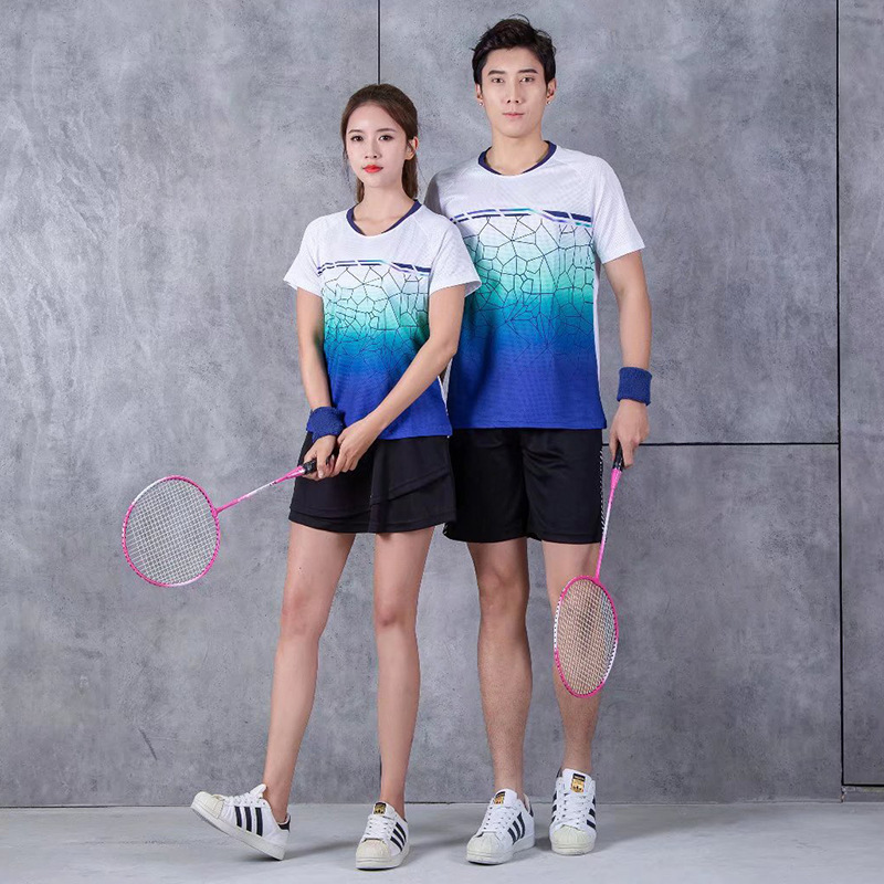 New Multifunctional Badminton Suit Men's and Women's Short-sleeved Breathable Sweat-absorbent Printable Table Tennis Volleyball Tennis Suit suit
