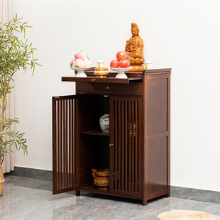 New Chinese-Style Bamboo Altar Table, Buddhist Altar Cabinet, Offering Table, Shrine, Incense Table, Bamboo Walnut Color, Tall Model
