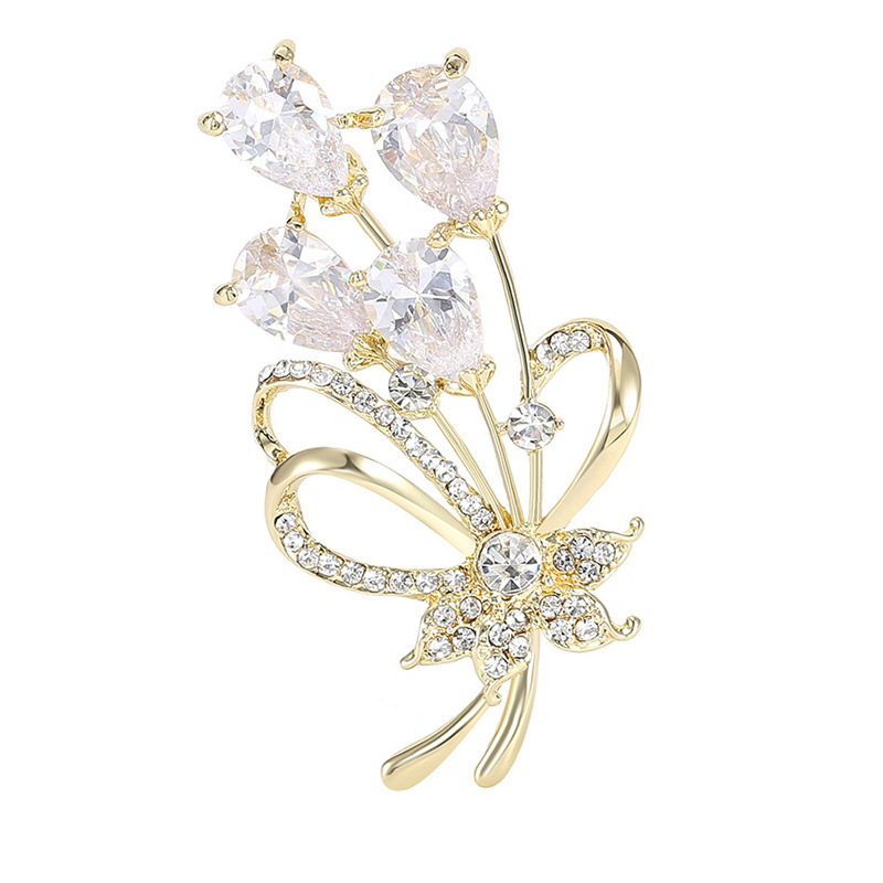 Tulpvormige broche met diamanten legering broche voor dames_voghion.com