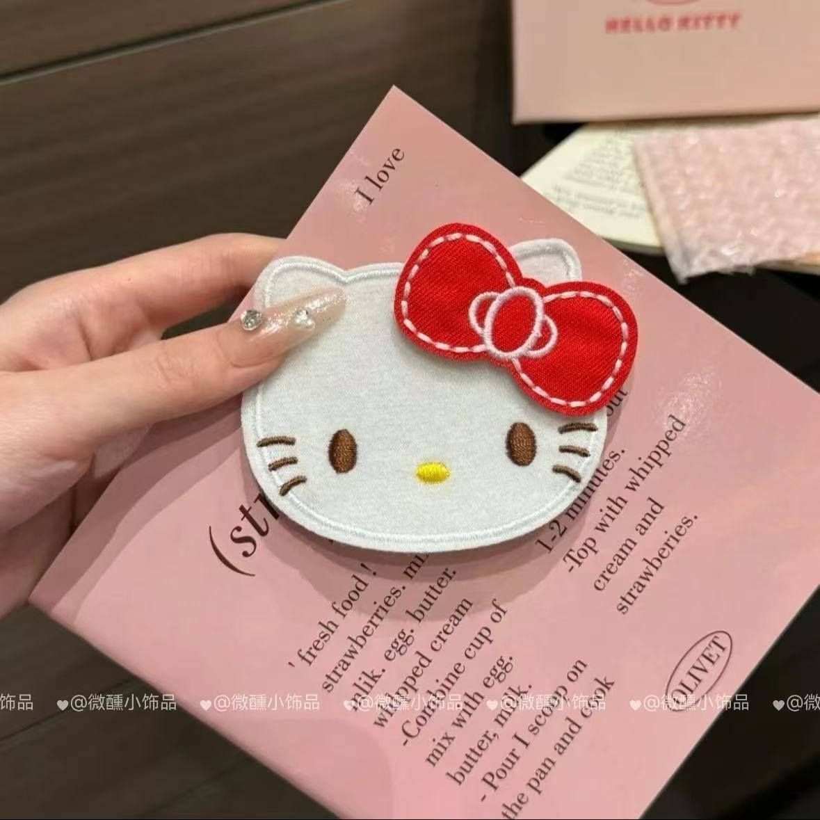 adorable kitty pegatinas de frisa dulce chica marshmallow gato pegatinas de cabello rotas velcro sin marcas adornamiento para el cabello