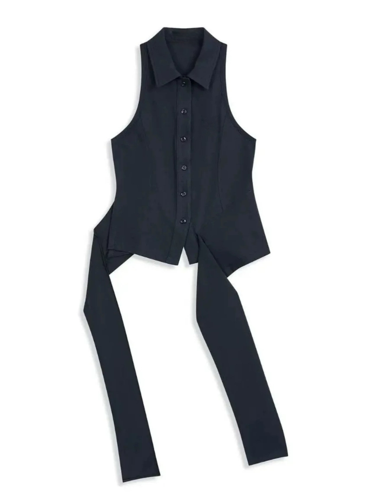 2025 primavera y verano nuevo diseño de nicho chaleco sin mangas con cuello de camisa delgado image 5