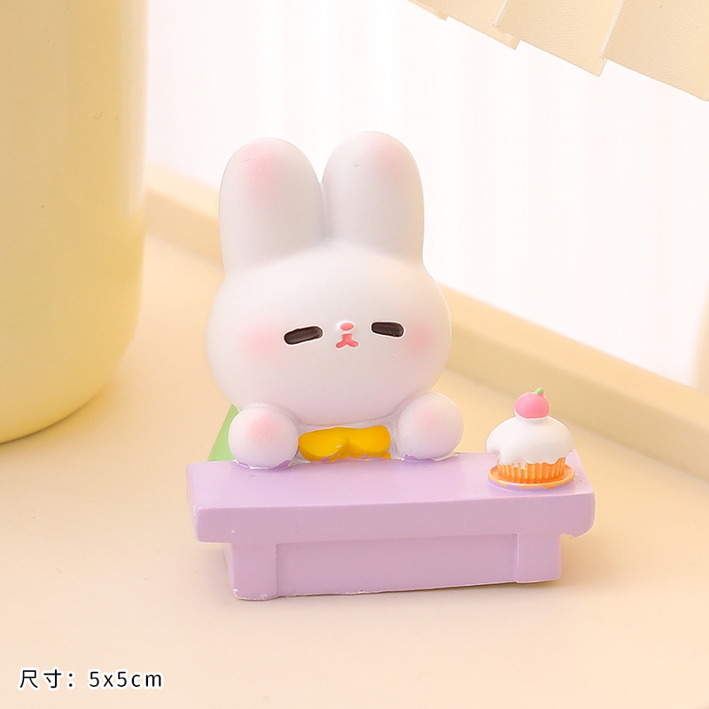 Conejo resina mini decoración muñeca linda chica corazón escritorio muñeca 2023 micro paisaje decoración creativa