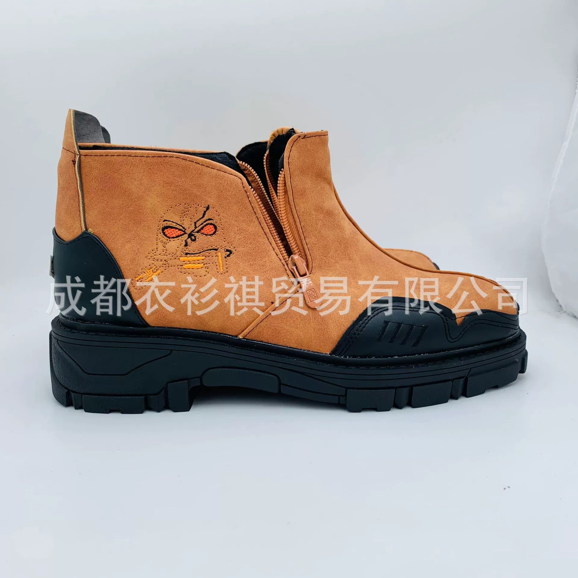 Трансграничная фабрика, внешняя торговля, осень и зима, новые универсальные Мужские ботинки в европейском и американском стиле с вырезом из кости и головы, мужская обувь на толстом каблуке с круглой головкой, увеличенная