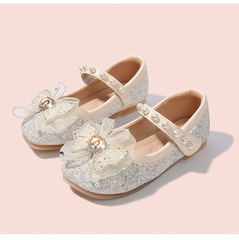 Children's princess shoes, fashionable new shoes, children's leather shoes, Elsa princess shoes, spring and autumn baby single shoes, soft soled shoes