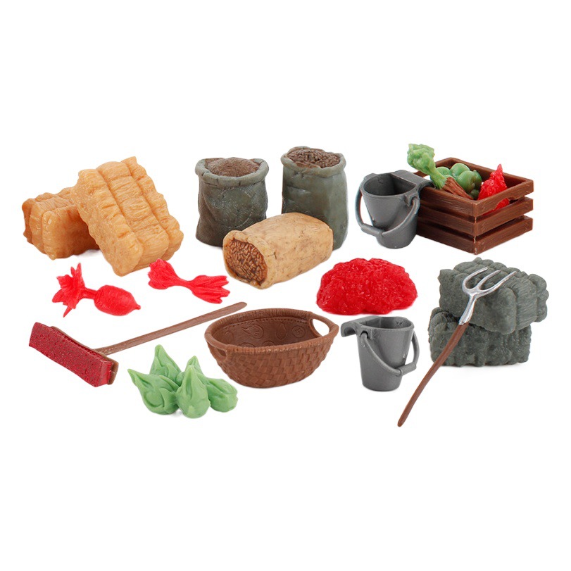 Transfronteriza simulación de escritorio granja escena bandeja de arena accesorios modelo vegetal y fruta Valle carro adornos creativos
