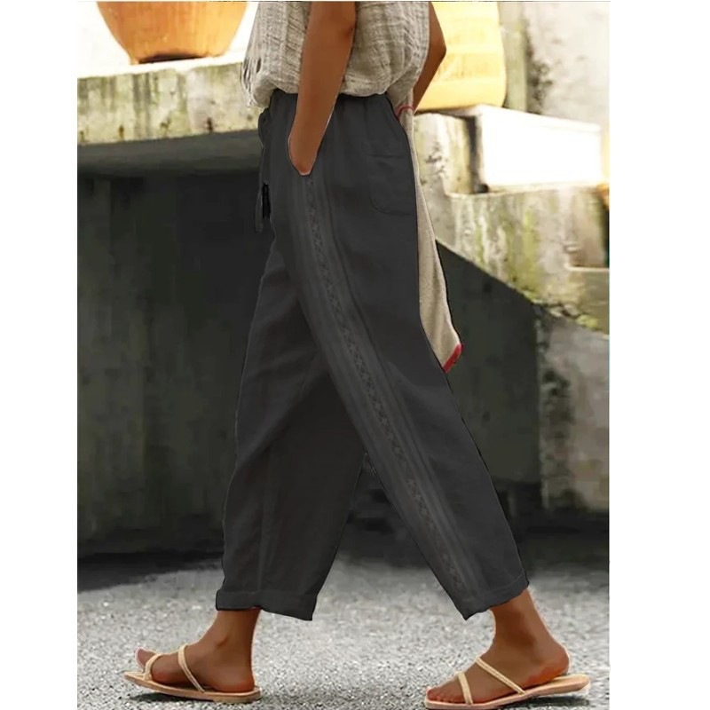 Women's Wide-Leg Casual Trousers Loose Fit Comfort Flowy Pants For Everyday Wear_ecoleips.com