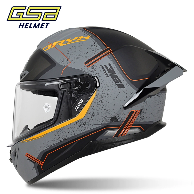Мотошлем GSB 361GT, полнолицевой с удлинённым задним крылом, размеры S–3XL