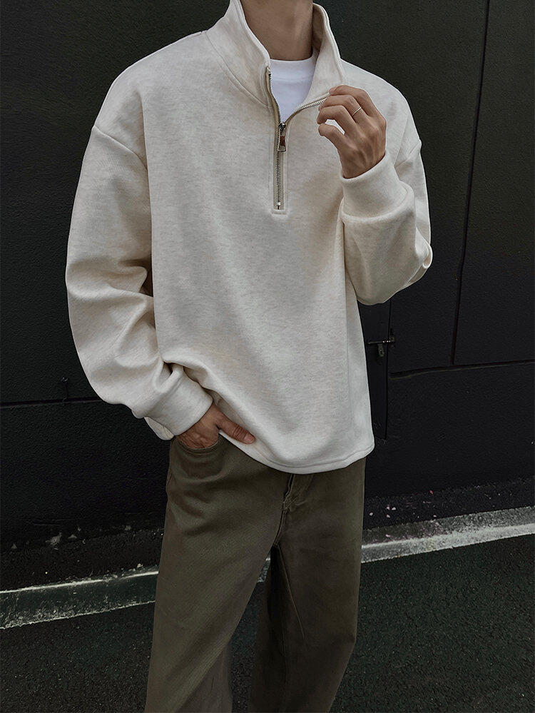 Herr half-zip sweatshirt med fleece i höst och vinter_voghion.com