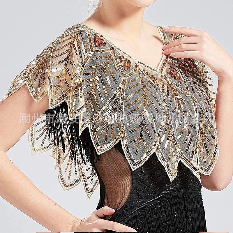 European and American Summer Sequin Shawl for Women, Paired with a Small Cape Dress, Cross-Border Amazon Short Jacket, Mesh Top