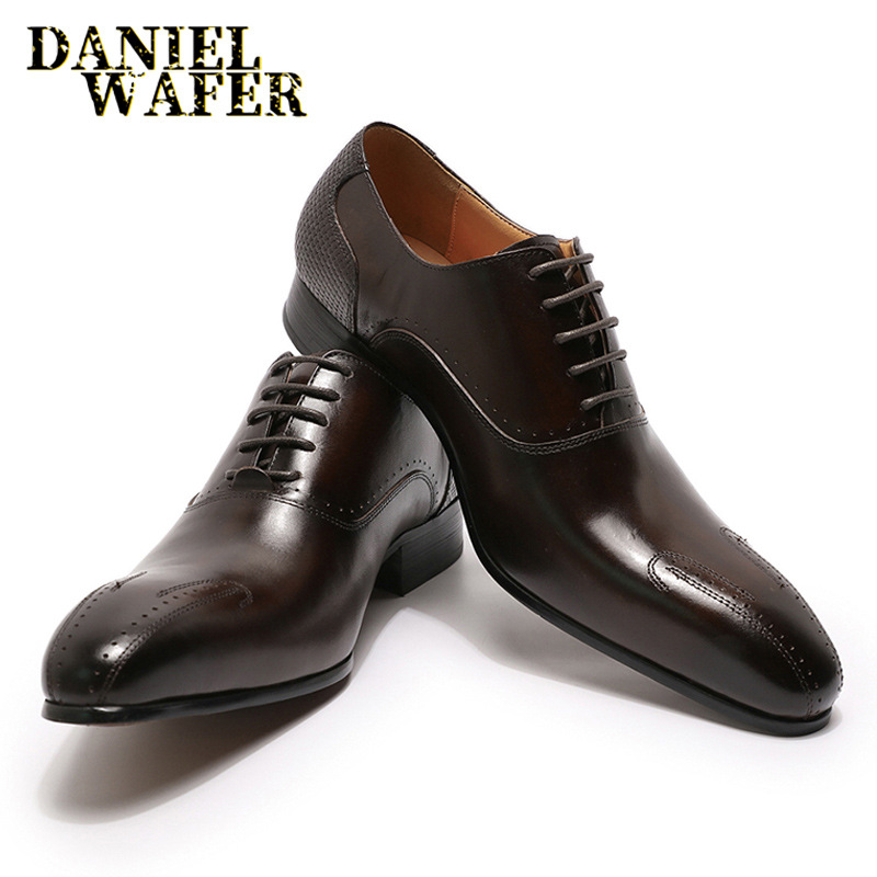 (Cross-border trading), oxford shoes pointed-toe with shoelaces, genuine leather 4