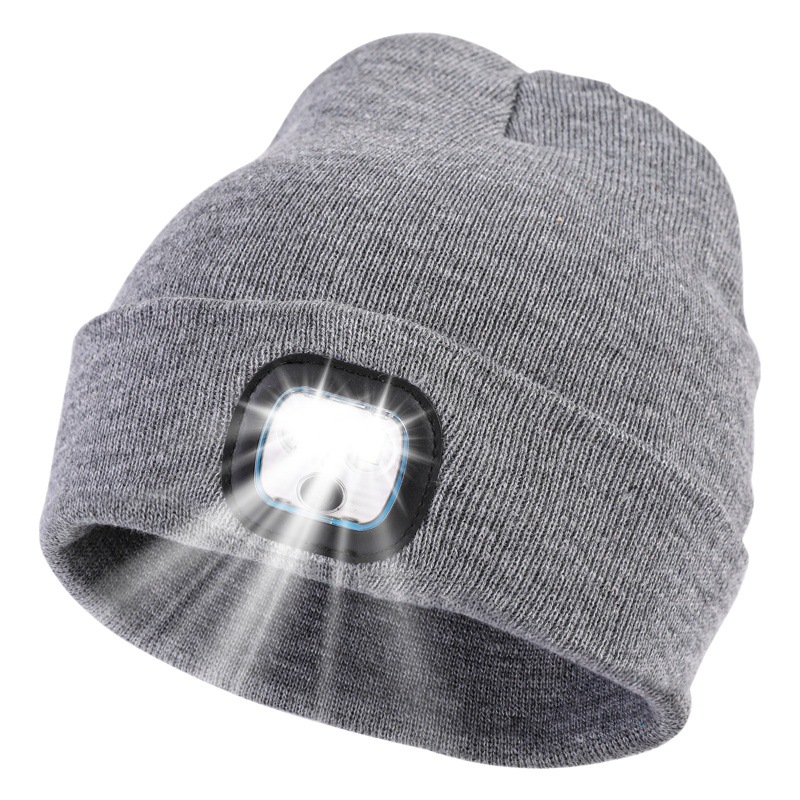 Yh003 Led Light-Emitting Knitted Hat Light Led Knitted Hat with Light for Autumn and Winter Night Fishing, Rechargeable Version
