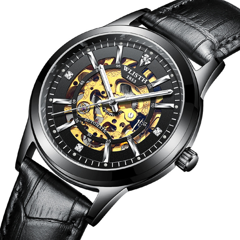 Wolix Hollow Mechanical Watch Men's Fully Automatic Business Fashion Belt Luminous Watch Popular Cross-Border Supply