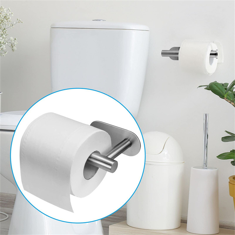 Stainless steel paper towel holder nail-free and punch-free bathroom toilet paper holder wall hanging wall paper towel storage roll holder