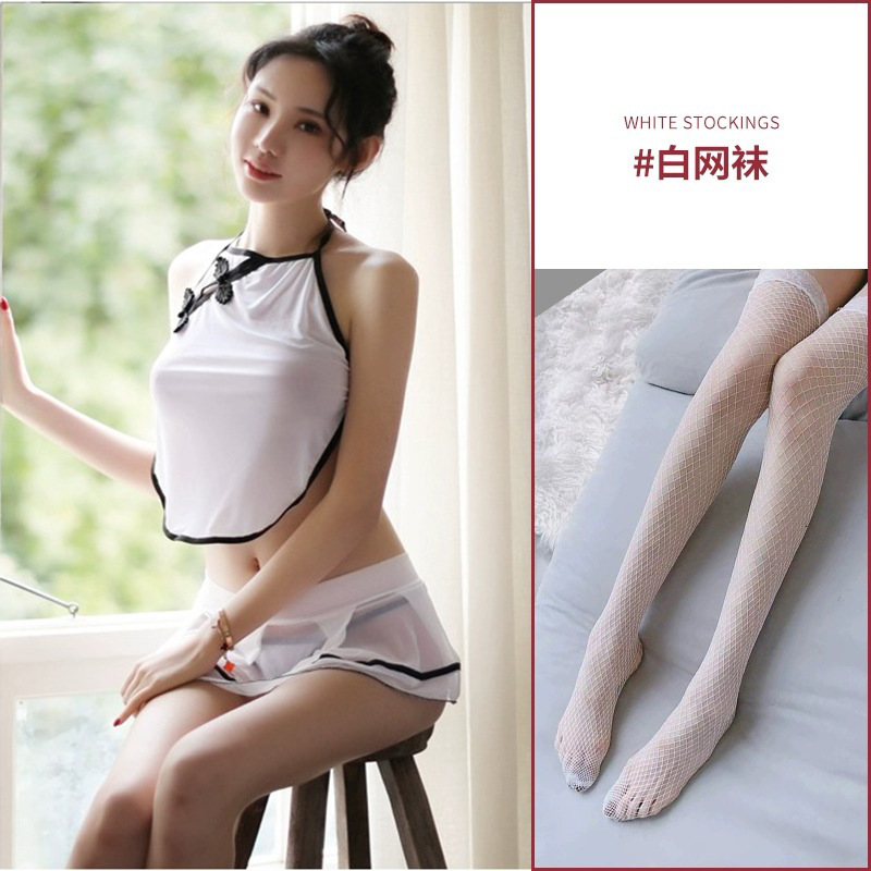 민속풍 흰색(복대+속옷+스커트)+흰색 망사스타킹