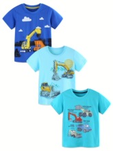 B 80531 Boys Cartoon Excavator T-Shirt ��ͯ��ͨT�� �羳����
