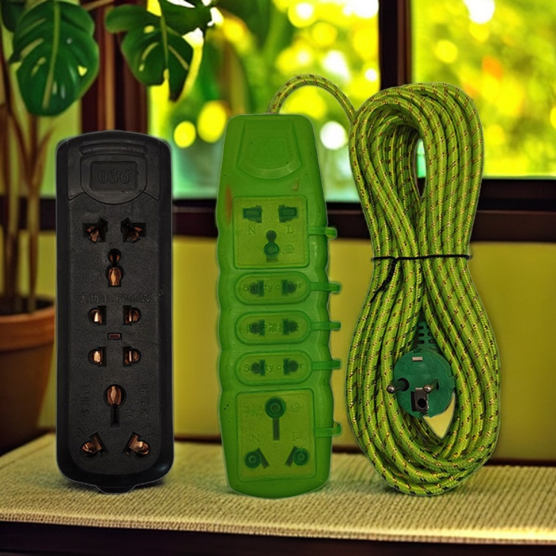 外贸插座 跨境出口包胶带盖万能孔排插接线板 欧美英规多功能插排