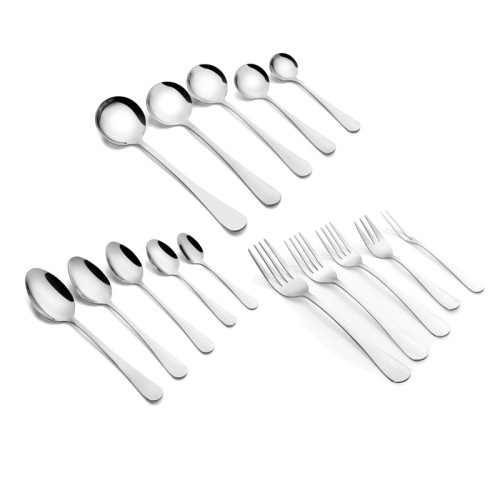 304 stainless steel spoon household eating spoon long handle stirring spoon coffee spoon dessert spoon fork round spoon tableware