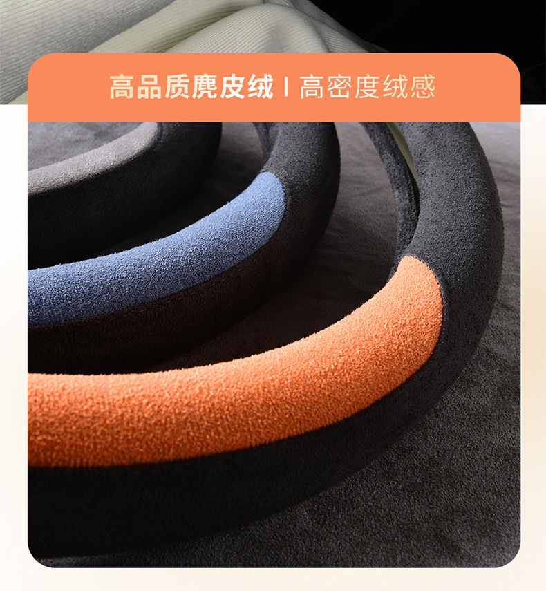 New Steering Wheel Cover for All Seasons, Suede Leather Handlebar Cover, Non-Slip, Sweat-Absorbent Protective Cover, Suede Velvet, Breathable and Wear-Resistant
