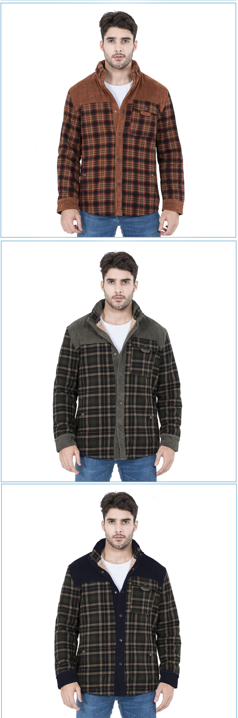Men's Retro Plaid Cotton Jacket With Velvet Lining For Winter_voghion.com
