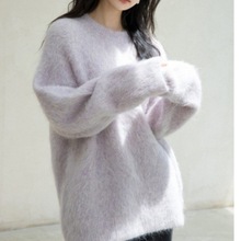 仿水貂绒套头毛衣女秋冬宽松慵懒风高级感加厚内搭针织衫上衣