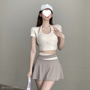 Quick-Drying Sports Professional Yoga Clothing Thin Fitness Short-Sleeved Suit with Chest Pad Women's Fitness Suit Women's Summer Outer Wear