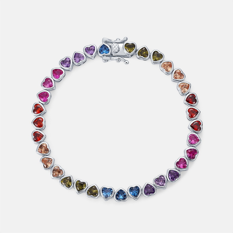 Nuevo amor transfronterizo pulsera de circonita arcoíris S925 bolso de plata con incrustaciones de color circonio tesoro joyería simple y ligera moda de lujo mujer