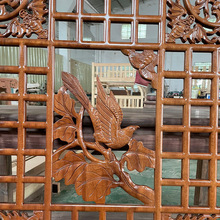 中式实木雕刻屏风隔断入户客厅镂空实木花格装饰背景墙玄关花格窗