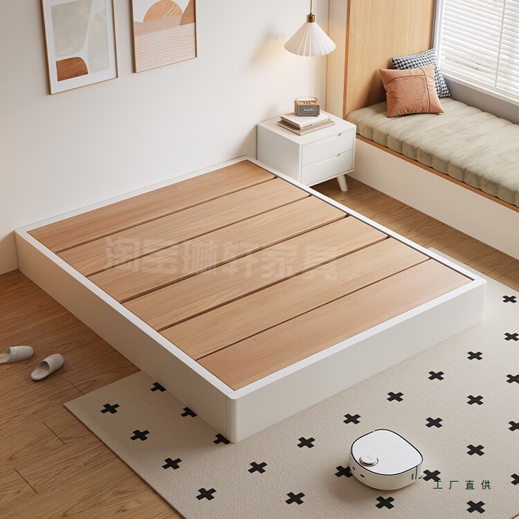 Solid Wood Bed Without Bedside Tatami Floor Frame Bed Home B&B Without Backrest Bed Customized in Any Size