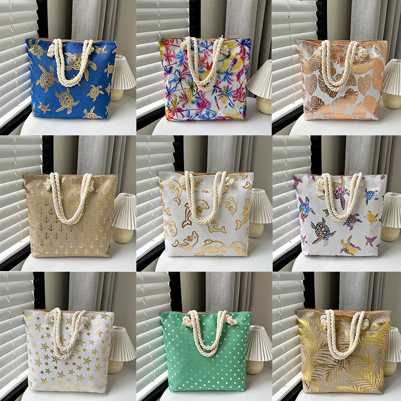 Tote Bag Cross-Border New Commuter Bag Women's Imitation Linen Hot Stamping Hand-Held Shoulder Bag Middle-Aged and Elderly Canvas Bag Tote Bag Cross-Border New Commuter Bag Women's Imitation Linen Hot Stamping Hand-Held Shoulder Bag Middle-Aged and Elderly Canvas Bag