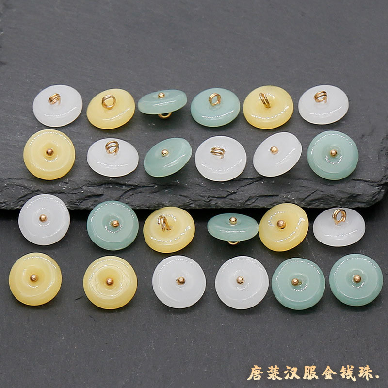Cuentas de dinero vintage Tang traje hanfu cristal imitación Jade botón estilo antiguo cheongsam perla hebilla de color esmalte cuentas decorativas
