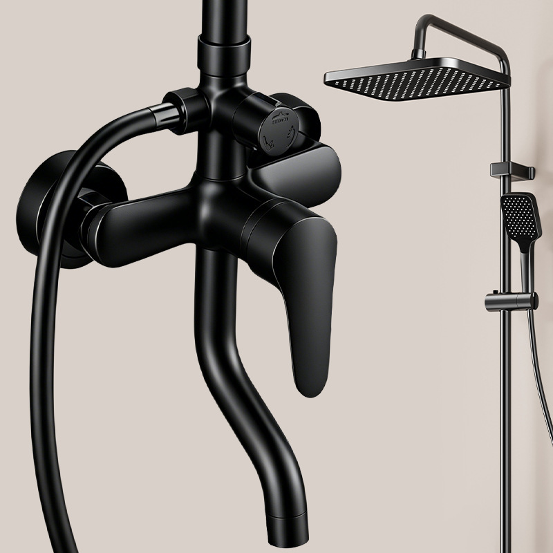 Fábrica transfronteriza ABS pistola gris 4 función presurizada calentamiento frío pantalla digital atmósfera lámpara ducha fuente de baño doméstico al por mayor