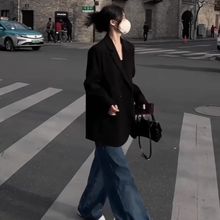 感黑色西装外套女2025年秋冬新款韩版宽松小个子西服套装上衣