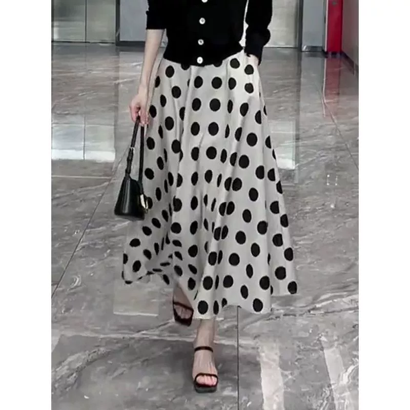 Юбка в горошек, закрывающая бедра, для женщин, лето 2025, новая мода, высококачественная свободная юбка во французском стиле для женщин