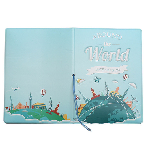 Travel around the world passport cover multifunctional passport document ticket storage folder passport leather bag