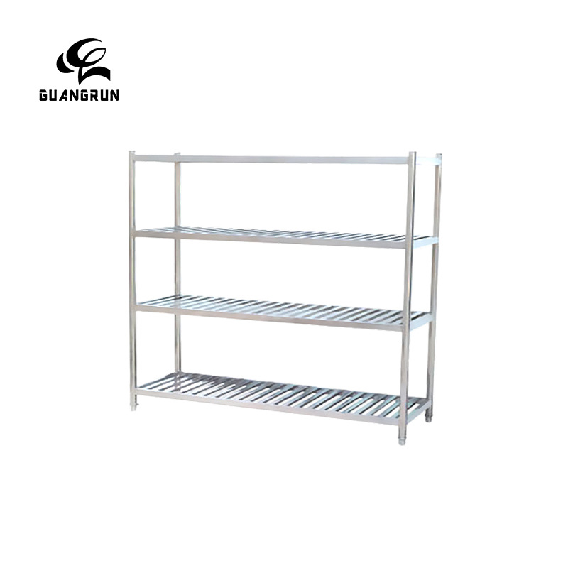 Estante comercial de cuatro capas de acero inoxidable para cocina y baño Guangrun GR-407 de estante de diseño hueco