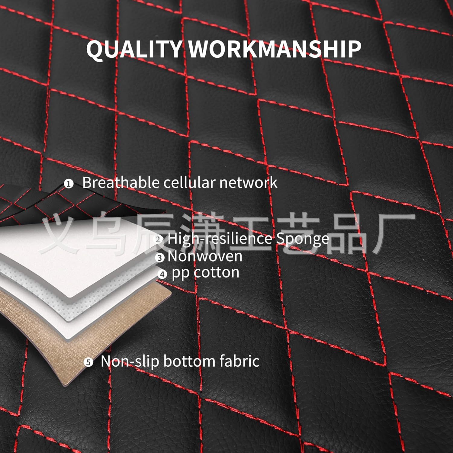 Cross-Border Hot-Selling New Model Single-Line Diamond Quilted Embroidered Pu Leather Universal Car Seat Cover 5-Seater Car Seat Cushion