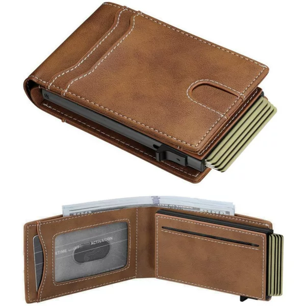 Amazon foreign trade pop-up wallet, European and American wholesale carbon fiber card holder, foldable wallet, RFID blocking wallet