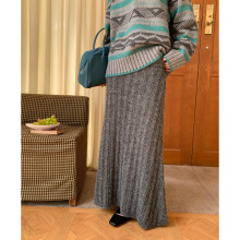 UNITY MODE 麻花针织半身裙A字裙女冬季垂感优雅显瘦长裙251321