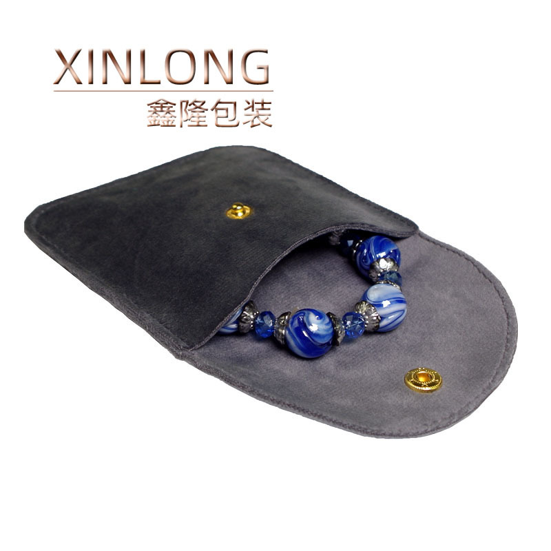 Jewelry pouch with velvet fabric, button bag, thickened fine plush ring necklace accessory storage pouch