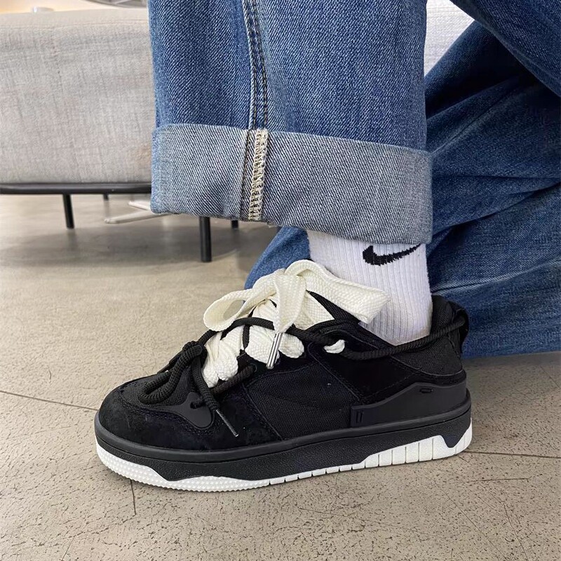 Xu Ling Black Vintage German Training Shoes Niche Design Sense Strap Skateboard Bread Shoes Men's Shoes Contrast Color Sports Women's Shoes