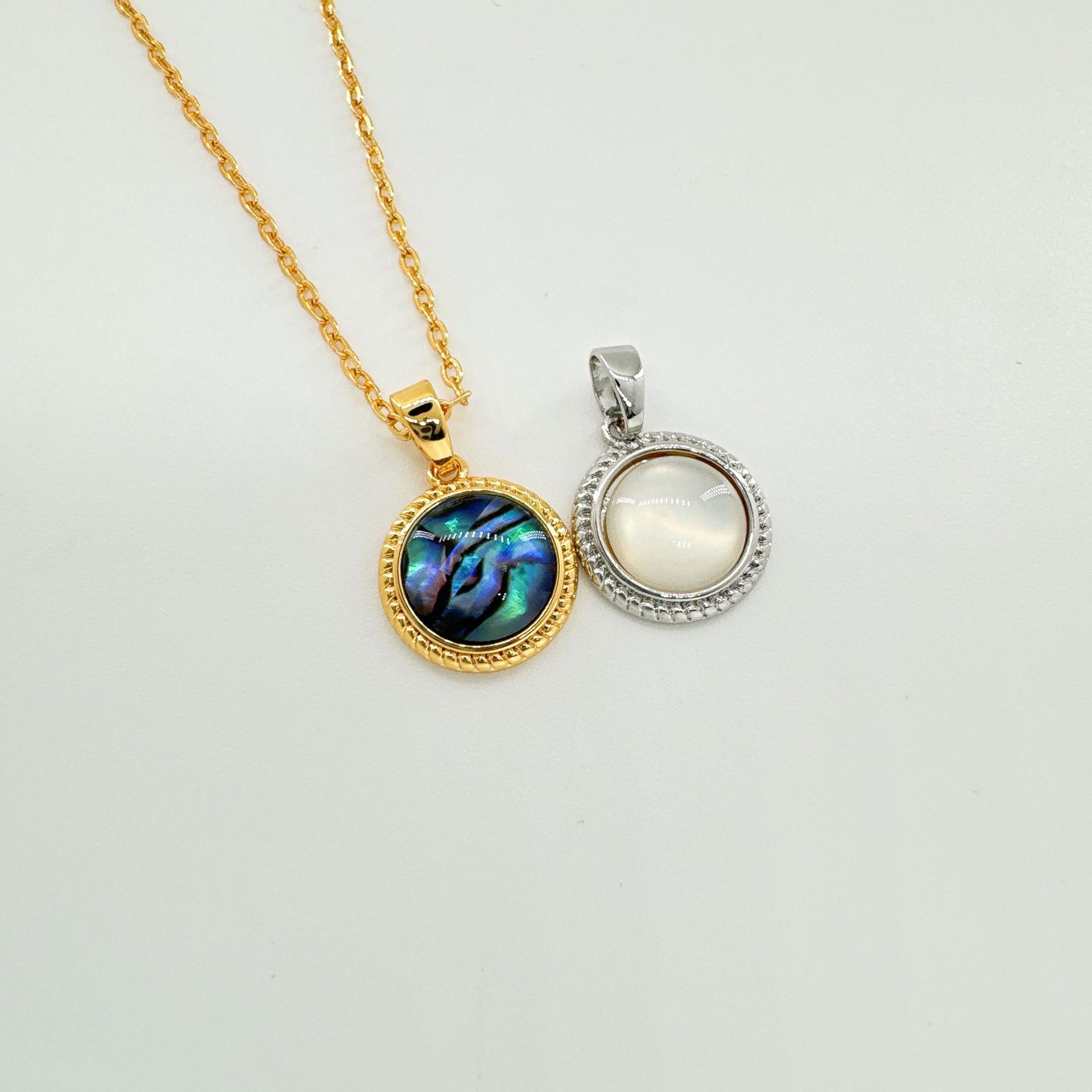 Copper Material 1 Piece Copper Abalone Shell Round Pendant