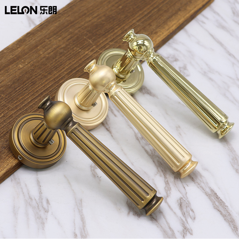 Cerradura de puerta silenciosa francesa puerta interior de madera cerradura de manija de lujo ligera oro universal cerradura de absorción de la puerta del dormitorio