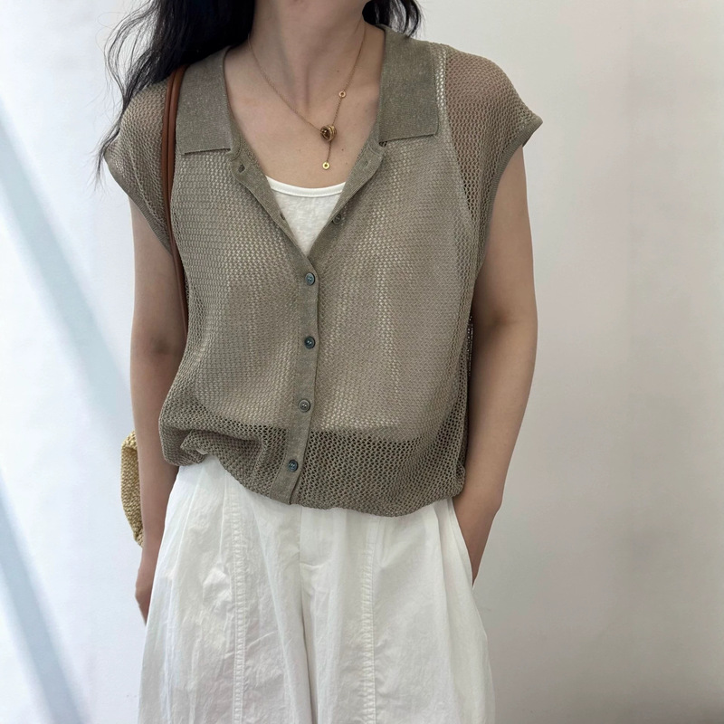2026 Summer New Style Hollow-Out Pullover Casual Short-Sleeve Knit Top Versatile Slimming T-Shirt Loose Thin Shirt 2026 Summer New Style Hollow-Out Pullover Casual Short-Sleeve Knit Top Versatile Slimming T-Shirt Loose Thin Shirt