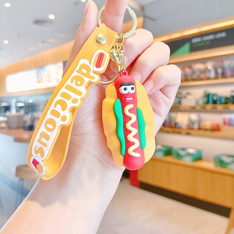 国境を越えたハンバーガーフライドポテトのキーホルダークリエイティブな個性的な人形カップルのかばんストラップのキーホルダープレゼント|undefined